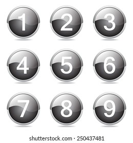 Numbers Counting Black Vector Button Icon Design Set