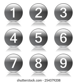 Numbers Counting Black Vector Button Icon Design Set