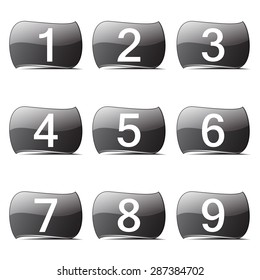 Numbers Counting Black Vector Button Icon Design Set