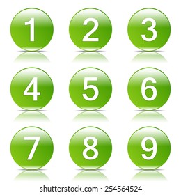 Numbers Counting Green Vector Button Icon Design Set