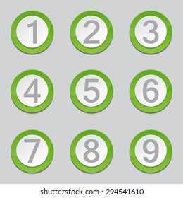 Numbers Counting Green Vector Button Icon Design Set