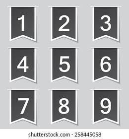Numbers Counting Label Vector Black Button Icon Design Set