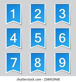 Numbers Counting Label Vector Blue Icon Design Set