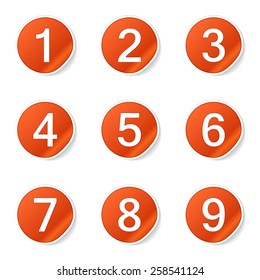 Numbers Counting Orange Vector Button Icon Design Set