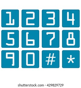 Numbers Counting Square Vector Blue Icon Design Set.