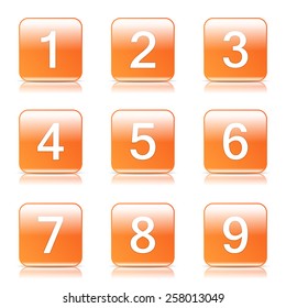 Numbers Counting Square Vector Orange Icon Design Set
