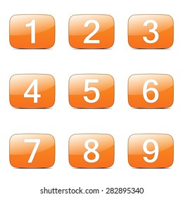 Numbers Counting Square Vector Orange Icon Design Set