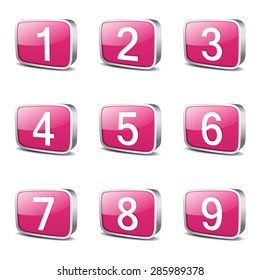 Numbers Counting Square Vector Pink Icon Design Set