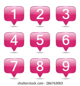 Numbers Counting Square Vector Pink Icon Design Set