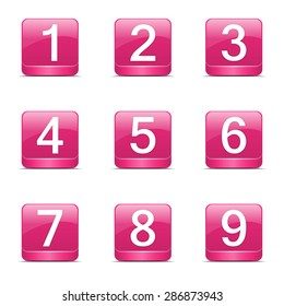 Numbers Counting Square Vector Pink Icon Design Set