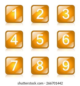 Numbers Counting Square Vector Yellow Icon Design Set