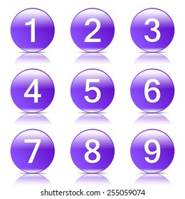 Numbers Counting Violet Vector Button Icon Design Set