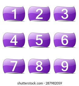 Numbers Counting Violet Vector Button Icon Design Set