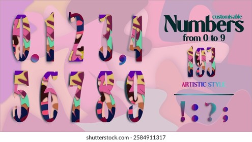 Numbers for customization. numbers from 0 to 9. Victor illustration. Graphic design. (number 0,1,2,3,4,5,6,7,8,9) EPS file.