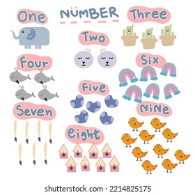Numbers numbers with cute picture.