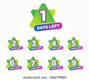 Numbers of Days Left Countdown Template. Gradient Numbers of Days for Sale and Promotion