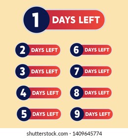 Numbers of Days Left Countdown Template. Gradient Numbers of Days for Sale and Promotion