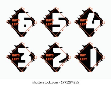 Numbers of days left design. Set of badges for sale and promotion
