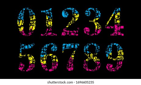 
Numbers Design with Three Color Illustration