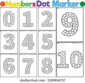 Numbers Digital educational game for toddlers  dot marker pages to develop fine motor