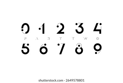 Numbers with dot, bold numerals 0, 1, 2, 3, 4, 5, 6, 7, 8, 9, vector illustration 10EPS.