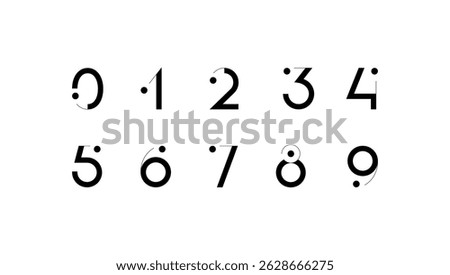 Numbers with dot, trendy numerals 0, 1, 2, 3, 4, 5, 6, 7, 8, 9, vector illustration 10EPS.