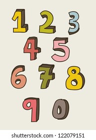 numbers drawing over beige background. vector illustration