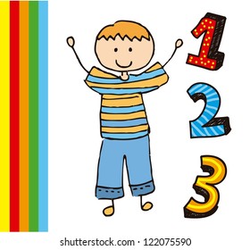 numbers drawing over white background. vector illustration