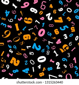 Numbers, education, school concept. Seamless vector EPS 10 pattern. Flat style