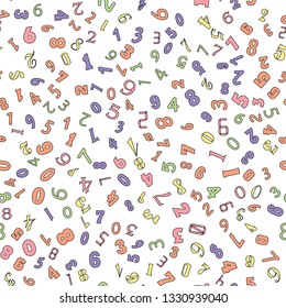 Numbers education, school concept. Seamless vector EPS 10 pattern. Flat style