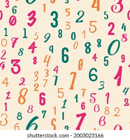 Numbers, education, school concept. Seamless vector EPS 10 pattern. Flat style
