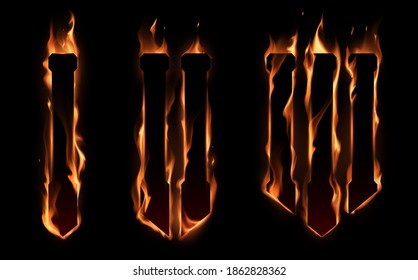 Numbers in fire flames on black background