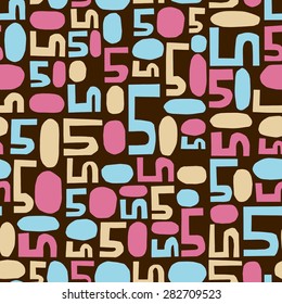 Numbers five and zero background. Seamless pattern.Vector.