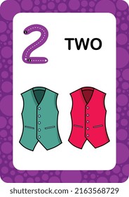 Numbers Flashcards. Number Two Educational Math Card For Children. Learn Counting Numbers.