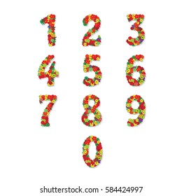 numbers of flowers on a white background