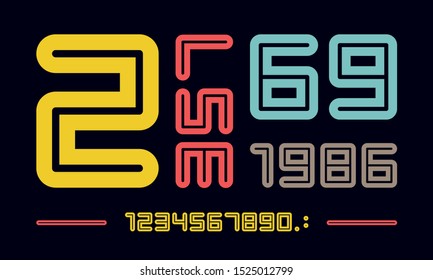 Numbers font. Sport font with numbers and numeric. Geometric regular extra bold rounded outline numbers. Strong sport font for design, creative typographic, poster. Vector Illustration