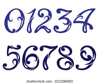 Numbers. Font, type. Typeface of vector alphabet numbers 