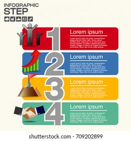 Numbers Four Points Slide Template with icons. 4 Steps of infographic.