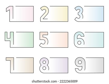 Numbers frame infographic steps set isolated on white background. Set of outline number design label element