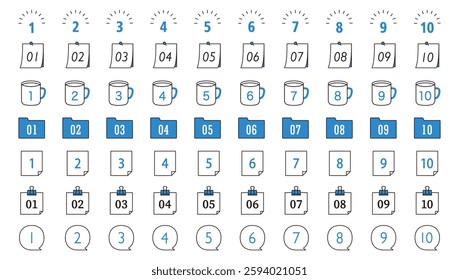 Numbers and frame set Simple numbers Number Illustration Decorative border Decoration Vector material Icon