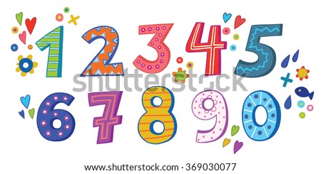 the numbers in fun in the style of children. from 0 to 9