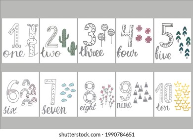 the numbers in fun in the style of children. from 1 to 10 