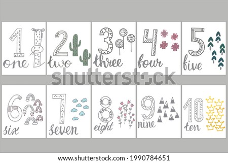 the numbers in fun in the style of children. from 1 to 10 