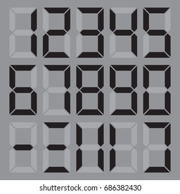 A lot of numbers of functional use . Red numbers - 1, 2, 3, 4, 5, 6, 7, 8, 9, 0 . Dial , calculator . China . Vector illustratio
