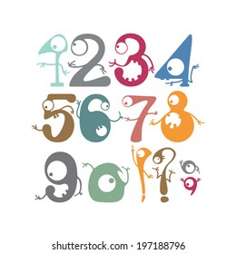 Numbers with funny monsters