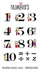 Numbers Funny Number Collection Ideal Birthday Stock Vector (Royalty ...