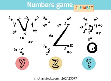 Numbers game (Alphabet): letters Y, Z and question mark. Numbers from one to ten