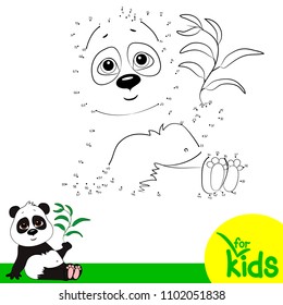Numbers game for children. Connect dots. Panda 