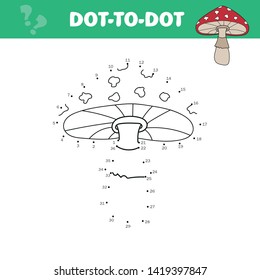 Numbers game for children, dot to dot education game and coloring book. Edible mushrooms