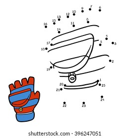 Numbers game for children, dot to dot, education game (striped mitten) 